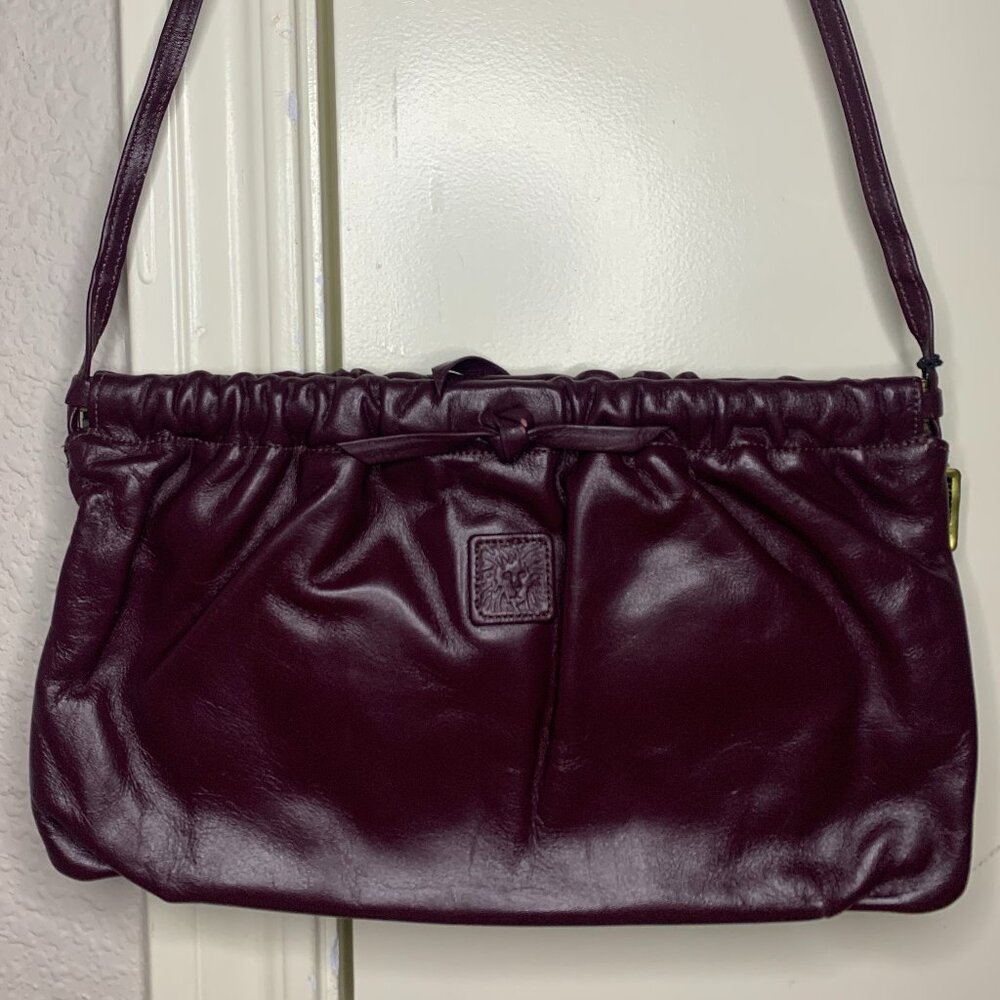 Vintage Anne Klein Dark Purple Leather Shoulder Bag